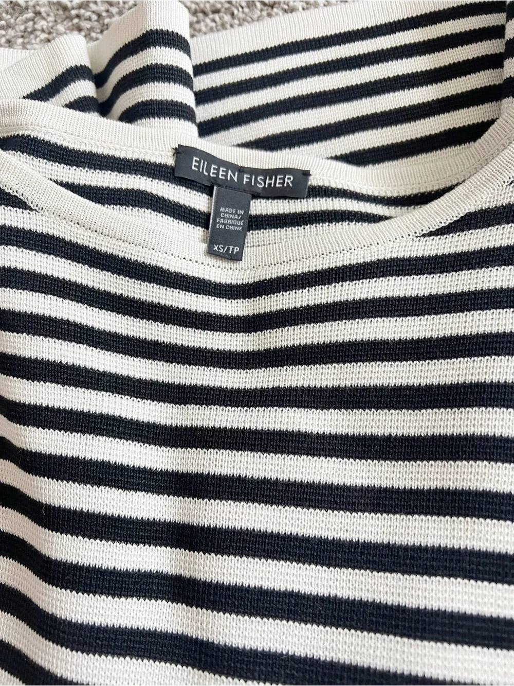 Eileen Fisher Silk Blend Striped Top XS - Picture 3 of 4